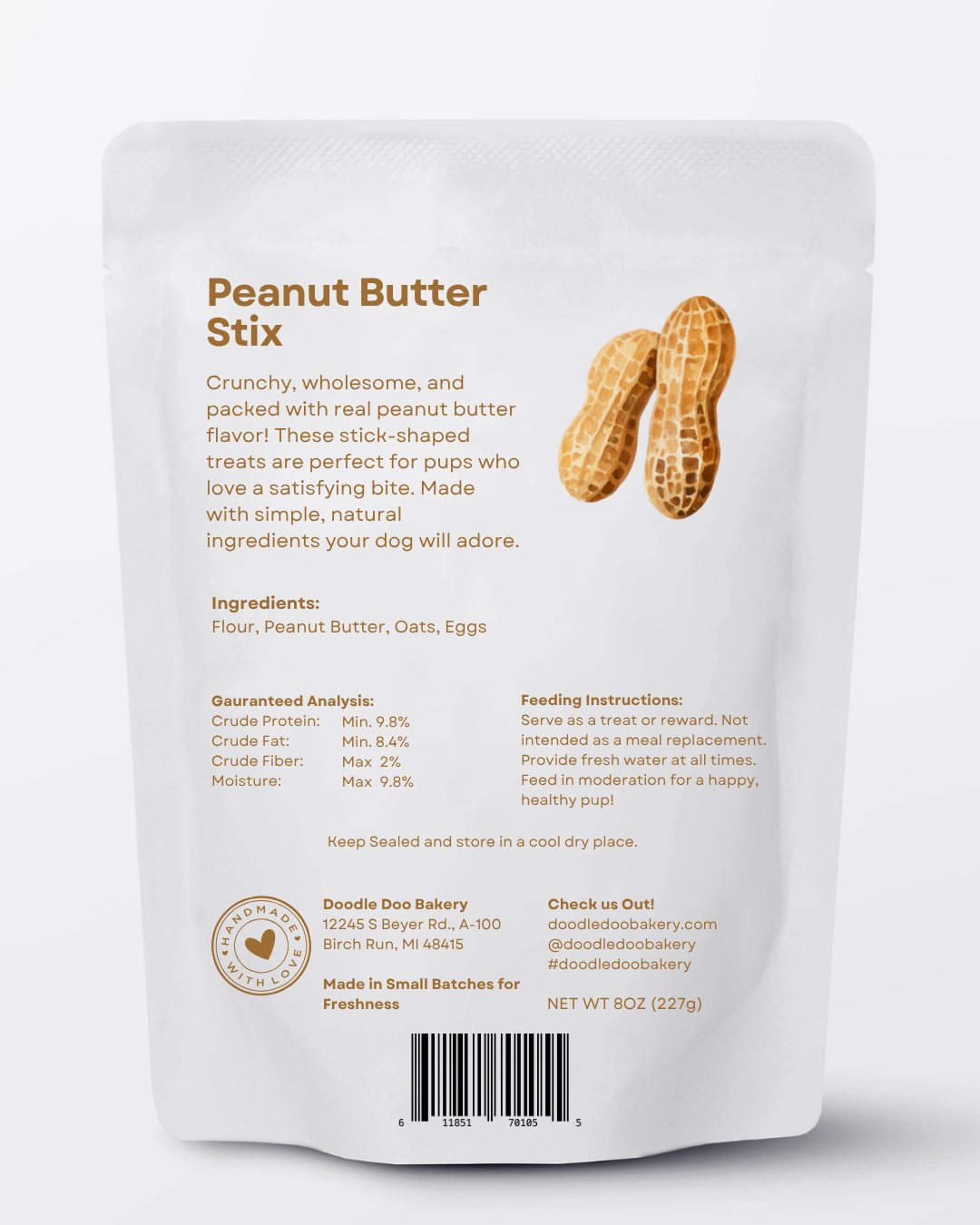 π₯ Homemade Dog Treats - Peanut Butter Stix Treat 1/2lb