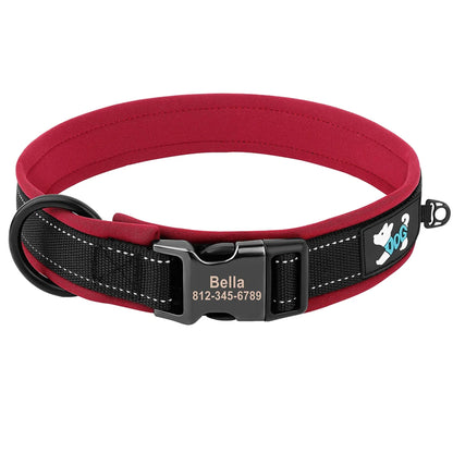 Personalized Dogs Padded Collars Reflective | Custom Name ID Tag Dog Collar | Collar for Pet Small Medium Large Dog - C1532- SLKZGXQ