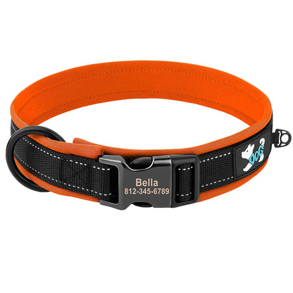 Personalized Dogs Padded Collars Reflective | Custom Name ID Tag Dog Collar | Collar for Pet Small Medium Large Dog - C1532- SLKZGXQ
